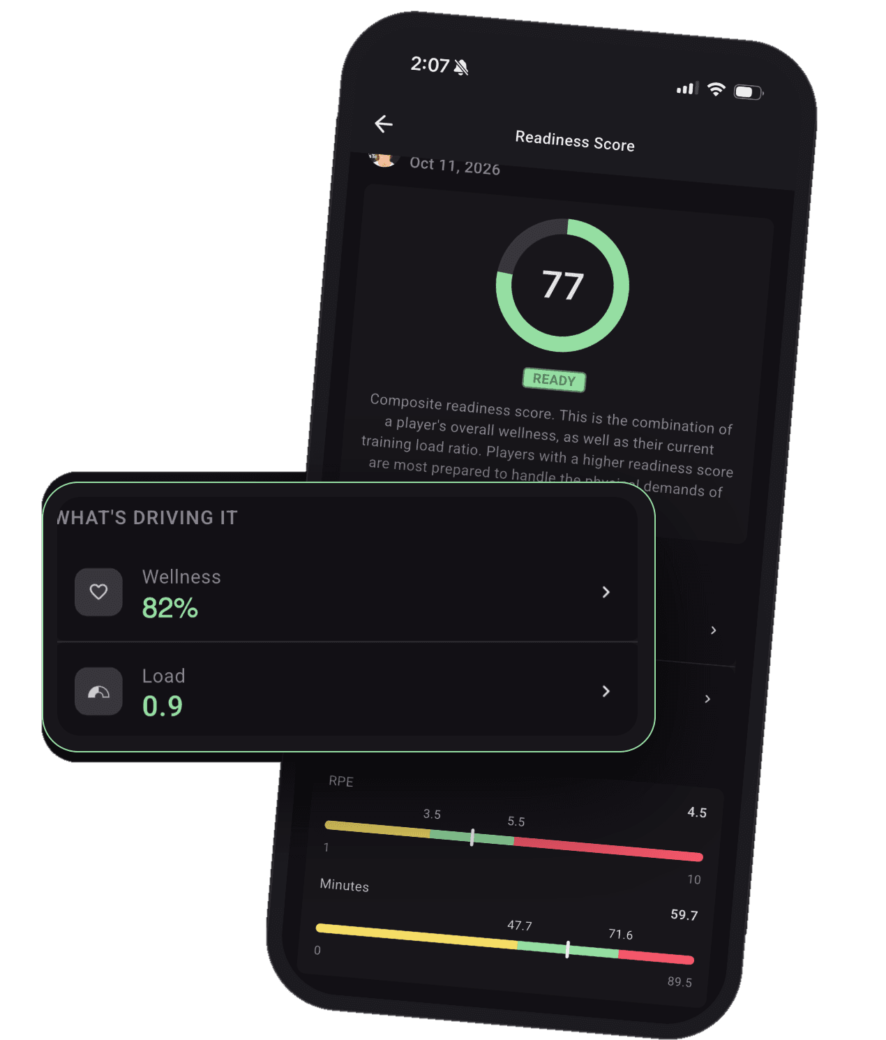 PlayerPulse player app: daily readiness